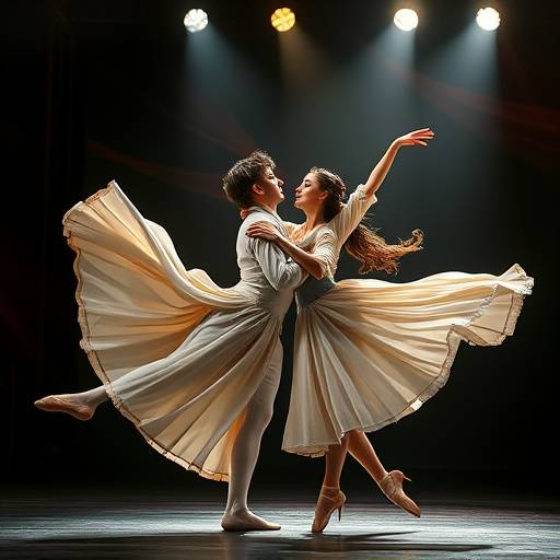 Affiche de la production contemporaine de Roméo et Juliette, mettant en avant les danseurs principaux dans une pose expressive.